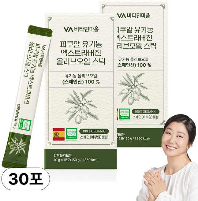 비타민마을 피쿠알 유기농 엑스트라버진 올리브 오일 스틱, 2개, 15회분