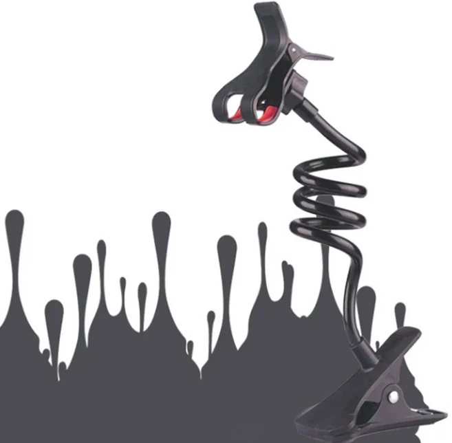 1개 유니버설 조절식 휴대폰 홀더 침대 책상 테이블용 유연한 구즈넥 시청 및 통화용 핸즈프리 스탠드, 03 검정색