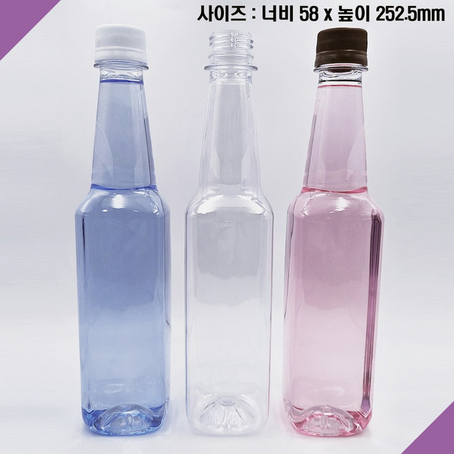 [보틀스] 500페트병 500미리 500ml 500cc 와인사각 페트병 플라스틱병 공병 PET병 빈페트병 페트공병 국산, 1개, 흰색 캡