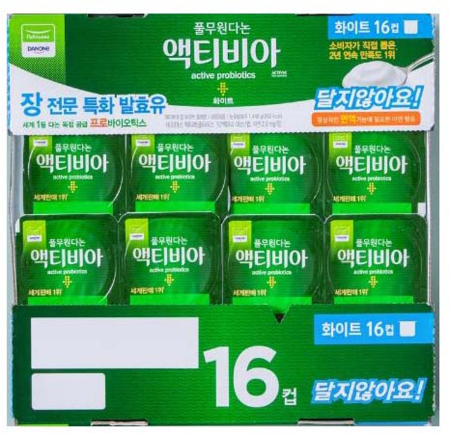 풀무원다논 액티비아 0% 플레인 90gx16입, 80g, 16개