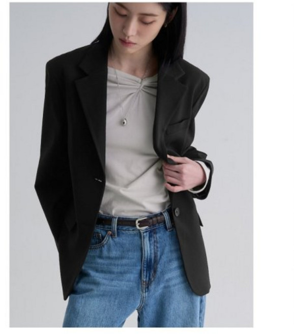에잇세컨즈 여성 슈트/블레이저 재킷 테일러드 오버핏 재킷 블랙 356211CM15