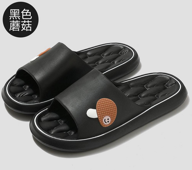 Sanrio 卡通浴室拖鞋 防滑厚底家居涼拖鞋, 黑色蘑菇, 42 - 43適合41 - 42內長26cm