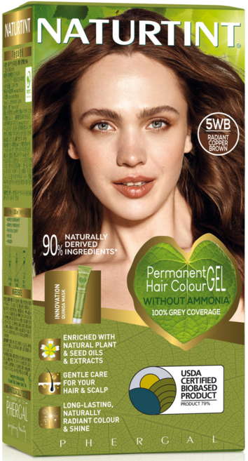 [한국공식수입원]네이처틴트 여성용 새치커버 천연 저자극 셀프염색약, 3개, 5WB(래디언트 코퍼 브라운)