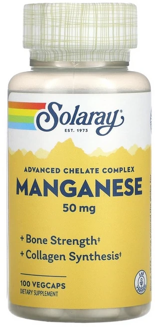 솔라레이 망간 어드벤스드 킬레이트 복합체 50mg 100 베지캡슐, Solaray, 망간, 고급 킬레이트 복합체, 50mg, 1개, 100정 - 쿠팡