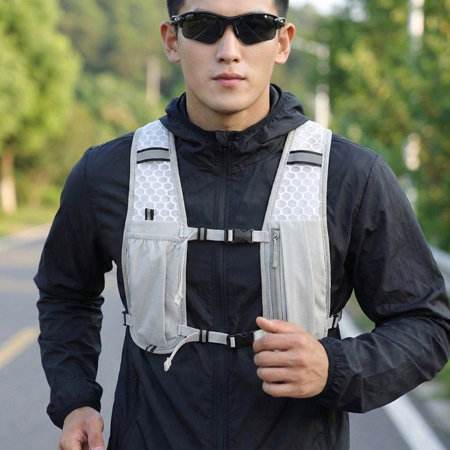 66inch 초경량 러닝조끼 트레일 런닝 베스트 등산 핸드폰 수납 가방, 그레이