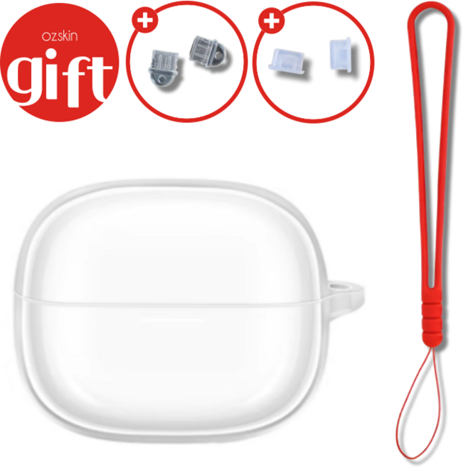 레드미 버즈 6 프로 투명 케이스 실리콘 랜야드, 빨강, 1개