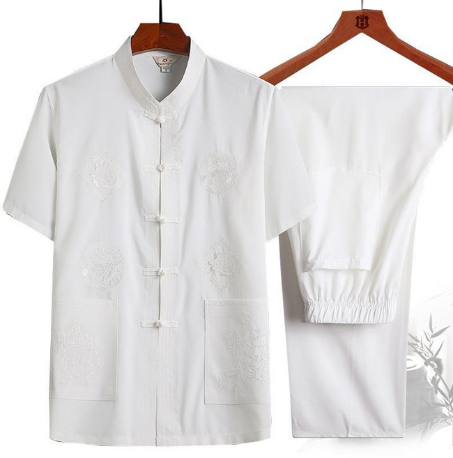 남성 여름 캐주 상하세트 아빠 의류 자수 세트 스타일리시한 상하 캐주세트 통기성좋은소재 트렌디한티셔츠 편안한 티