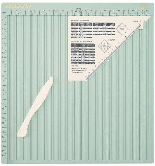 Vaessen Creative Easy Scoring Board CM 민트 그린 뼈 폴더 및 가이드 포함 카드 제작 및 종이 공예용 30.5 x 30.5 cm