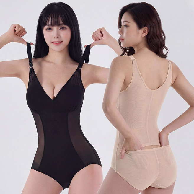 라뷰드 몸매 보정 올인원 메쉬 바디 쉐이퍼 여성 허리 뱃살 힙라인 코르셋 빅사이즈 브라 팬티 압박 속옷 복부 똥배 옆구리 편안한 기능성 언더웨어