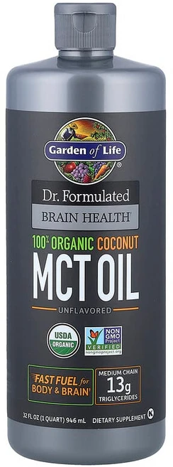 Garden of Life 닥터 포뮬레이티드 두뇌 건강 100% 유기농 코코넛 중쇄중성지방 오일 무맛 946ml(32fl oz) GOL-12223, 1개 - 쿠팡