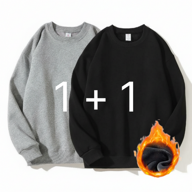 [1 + 1] 하믄 남자 기모 오버핏 무지 맨투맨 티셔츠 세트