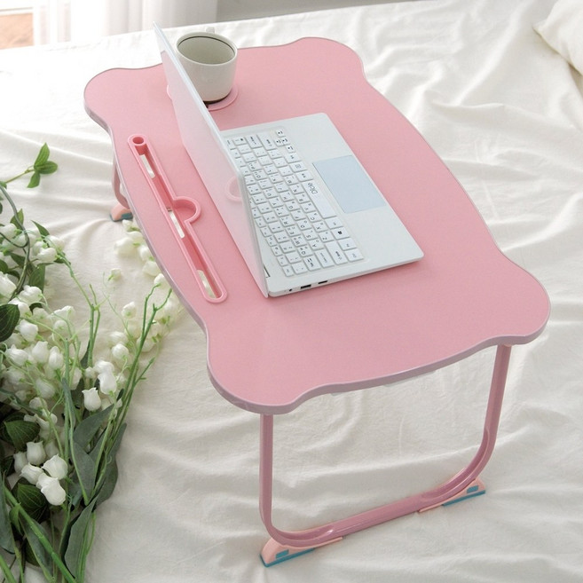 접이식 베드테이블 침대테이블 노트북 책상 컵홀더 독서대 좌식테이블, 블랙