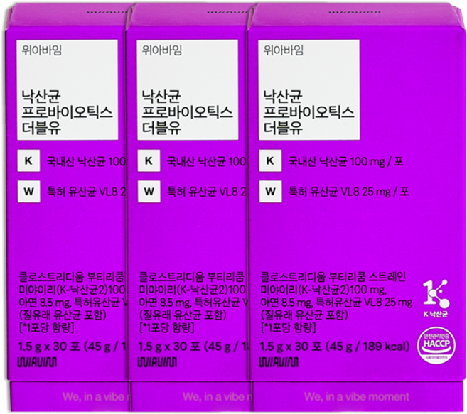 위아바임 낙산균 프로바이오틱스 더블유 여성 질 유산균 식약청인정 특허성분 HACCP 3개월분, 3개, 30회분
