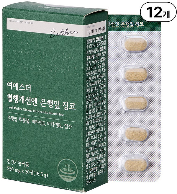 본사직영 여에스더 혈행개선엔 은행잎 징코 국민영양 프로젝트, 12개, 30정
