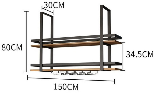 행인선반 천장 캐비닛 와인잔 수납장 와인 업소용, 1단, 150 x 30x80 2단