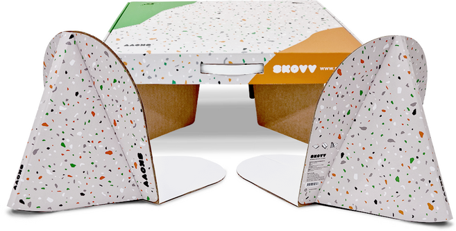 SKOVV 스코우 종이의자 캐리어 테이블 세트(2in1) 페스티벌 콘서트 피크닉 돗자리 휴대용 등받이의자 컵홀더 한강 공원 외야석 잔디밭 나들이 초경량 좌식의자, [2in1세트] 종이의자 캐리어테이블 세트, 1세트