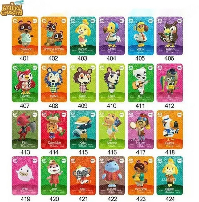 젤다 아미보 카드 파이어 엠블렘 NS 스위치 NFC 카드 태그, 24장 401-424 동물의 숲 미니