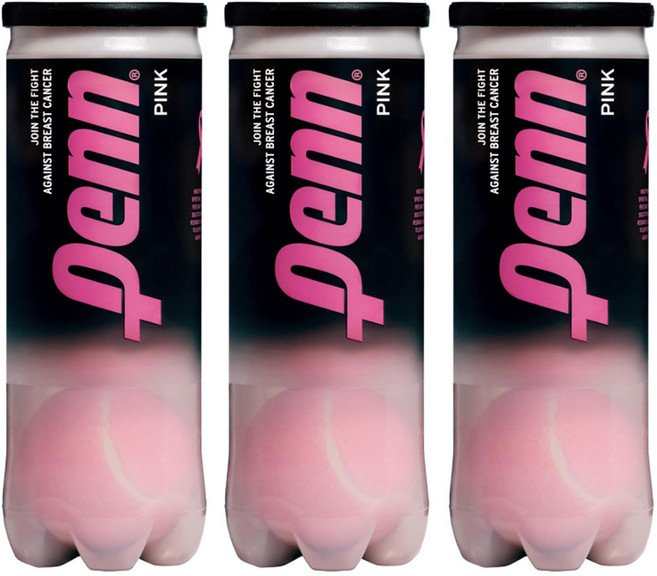 테니스용품 펜 PENN 챔피언십 핑크 분홍색 테니스 공 3개입 1캔 엑스트라 듀티 윌슨 퍼펙트 볼, 3개