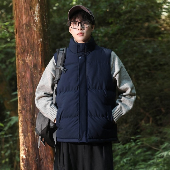 韓系男女同款保暖羽絨棉外套 秋冬新款立領馬甲