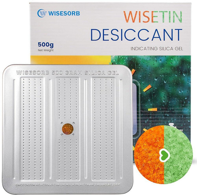 Wisesorb 1팩 500g 건조제 통 표시 및 충전식 총 안전 제습기 휴대용 보관용 실리카 젤 수분 흡수기, Wisesorb 1팩 500g 건조제 통, 표시 및 충