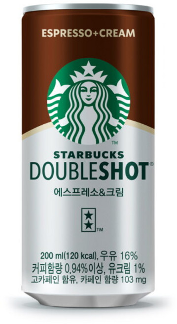 스타벅스 더블샷 에스프레소앤크림, 200ml, 36개, 더블샷 에스프레소크림 200ml x 36개입