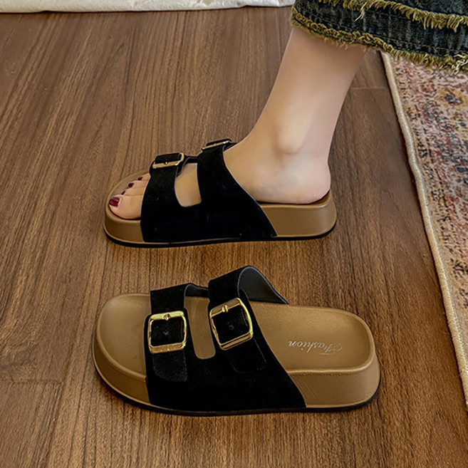 여사 데일리 캐주얼한 샌들 편안한 통기성 버클 슬리퍼