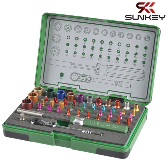 썬키 소켓렌치 세트 1/4 컬러 복스알 깔깔이 SSR-46CS, 1개