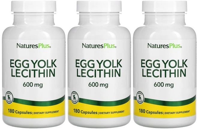 멀티팩 네이처스 플러스 난유캡슐 난황 레시틴 NaturesPlus Egg Yolk Lecithin 600 mg capsules, 180정, 3개 - 쿠팡