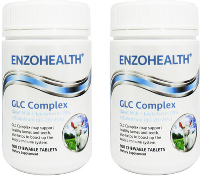 뉴질랜드 엔조헬스 GLC 콤플렉스 고트밀크 락토페린 콜로스트럼 츄어블 300정 2팩