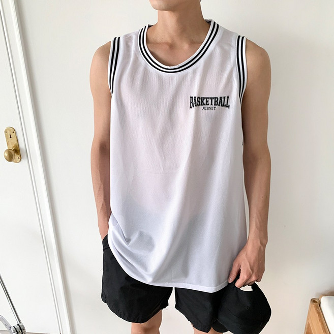 코디제이 남자 M 바스켓볼 나시 루즈핏 운동복 헬스나시 매쉬 농구나시 농구저지 커플룩 반티 캐주얼나시