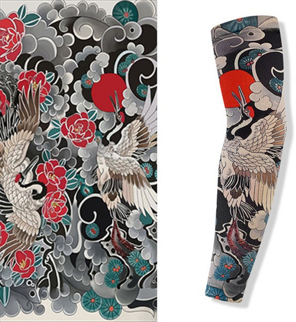 문신 팔토시, 2세트, 두루미