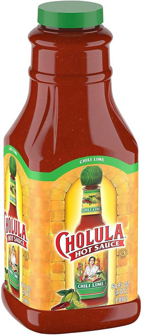Cholula 칠리 라임 핫 소스 1.9L(64온스) - 멕시코 페퍼 및 시그니처 향신료 블렌드가 포함된 핫소스 1개 계란 새우 등에 적합 241246