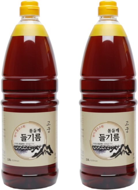 중국산 들기름 1.8L 대용량 업소용 통들깨 들기름 100% 2개포장, 2개