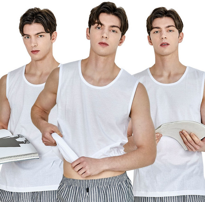 BYC 남성용 단색 탱탑 스포츠 런닝 3매