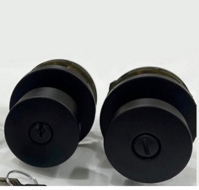 東隆EZSET 簡約平光黑喇叭鎖 房間浴室門鎖 裝置距離60/70mm 挖孔54mm 適用門厚35-45mm, 1套