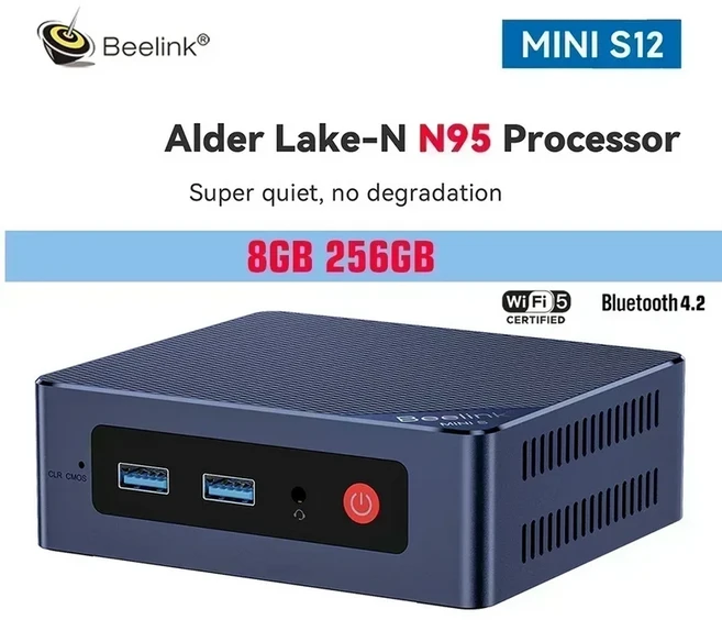 비링크 미니 S12 프로 앨더 레이크 N95 N100 PC DDR4 16GB 500GB 데스크탑 게이머 컴퓨터, 02 N95 8GB 256GB WIFI5, 03 영국, 01 빠른