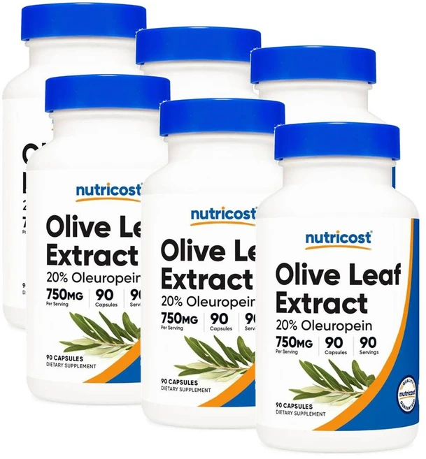 뉴트리코스트 올리브잎 추출물 (20% 올레우로페인) 750mg 캡슐 Nutricost Olive Leaf Extract, 6개, 90정 - 쿠팡
