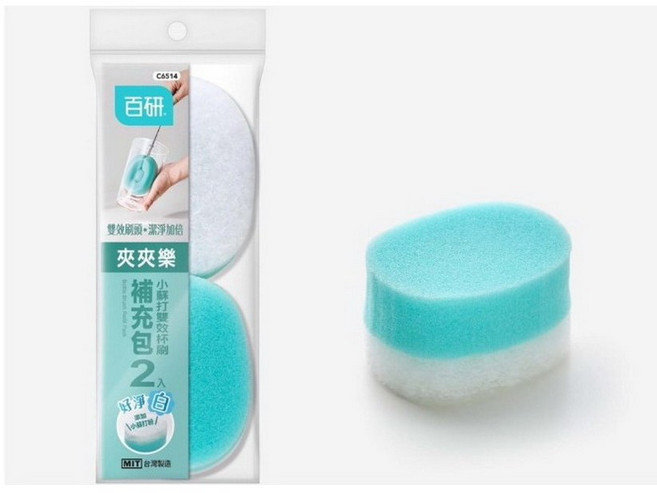百研 夾夾樂 小蘇打 雙效杯刷 海綿杯刷, 1入