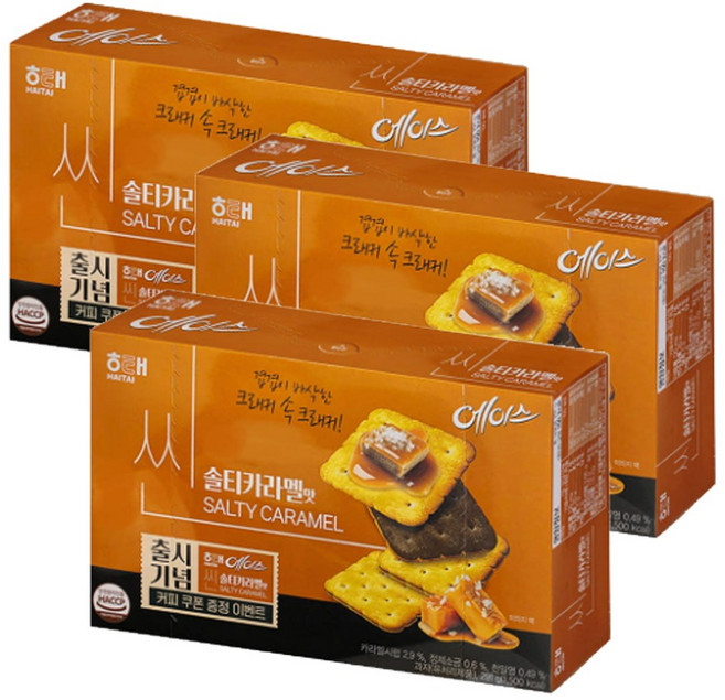 해태에이스 씬 솔티카라멜, 291g, 3개