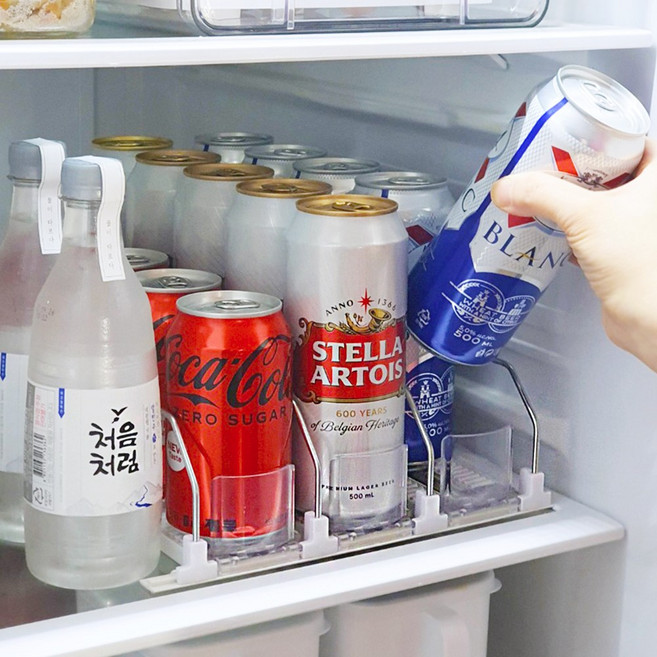 애정살림 자동 캔음료 트레이 편의점 냉장고 캔맥주 음료수 정리 자동정렬 디스펜서, 6. 31cm_슬림캔6라인트레이(키친핏가능), 1개