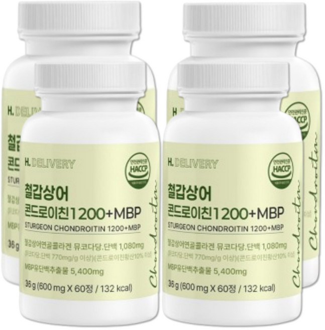 철갑상어 콘드로이친 1200 c6s 6형 식약청인증 mbp 유단백추출물 H.딜리버리, 4개, 60정