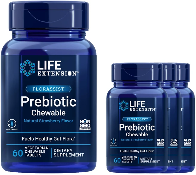 라이프익스텐션 플로라시스트 프리바이오틱 스트로베리 츄어블 타블렛, 60정, 4개 - 쿠팡