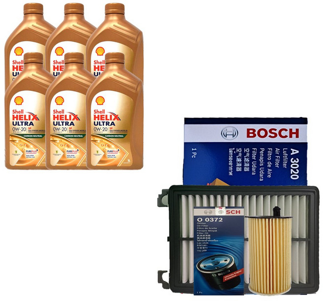 카니발KA4 3.5 가솔린 쉘 힐릭스 울트라 0W20(6L)SP 엔진오일+필터 세트 0372-3020, 6L, 1개, 0w20