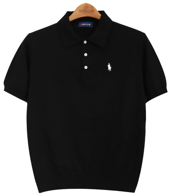 라파클럽 남성 코튼 100% 칼라넥 반팔 니트 스웨터