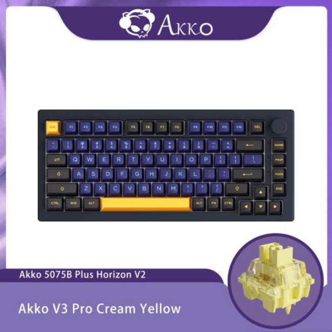 Akko 5075B Plus 기계식 키보드 75 레이아웃 핫 스왑 유형-C 유선2.4g 및 BT 5.0 무선 RGB 게임용 키보드 가스켓 구조, 7)Horizon Blue