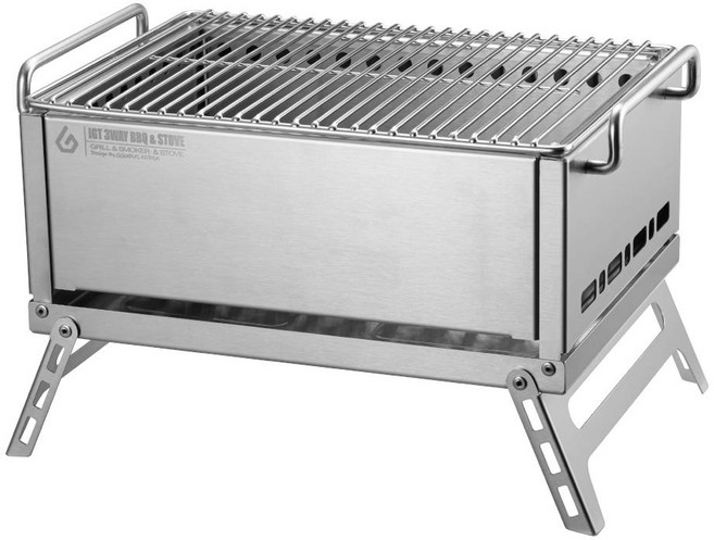 꾸버스 IGT 3WAY 화로대 훈제박스 캠핑 바베큐 그릴 불멍 접이식 휴대용, 1개