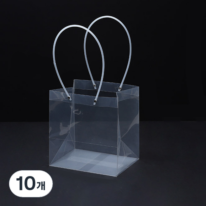 미화부장 PVC 비닐 꽃다발 화분 식물 선물 케이크 포장 투명 긴 대형 쇼핑백, 06 사각 중, 10개