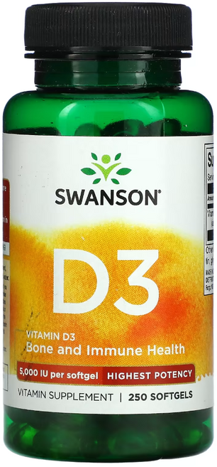 스완슨 비타민 D3 본 앤 이뮨 하이스트 포텐시 5 000 IU 250정, 1개