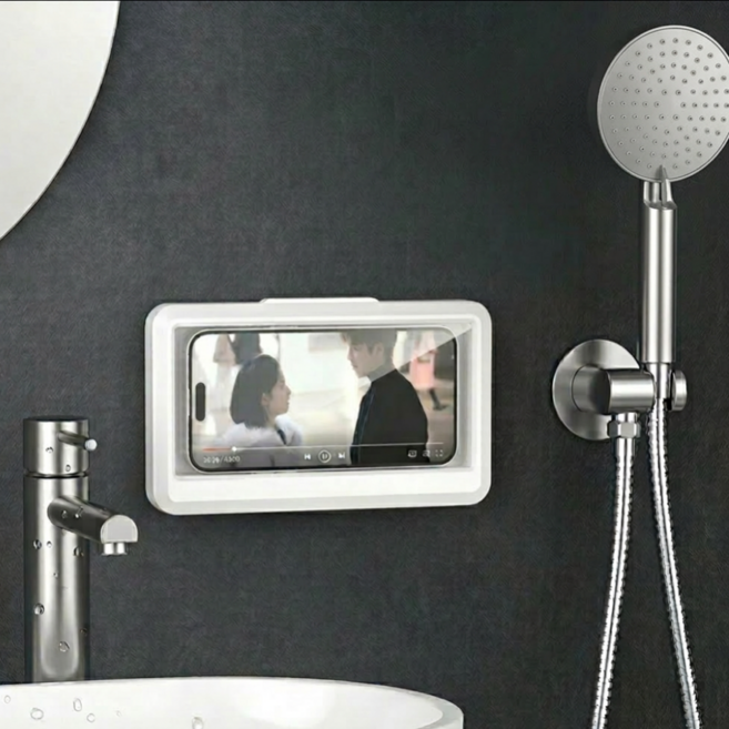 로멀리 360도 회전 샤워 휴대폰 방수 케이스, 1개, 화이트