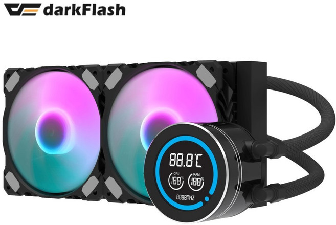 darkFlash Nebula DN240D 一體式水冷 LCD 黑色, 1個